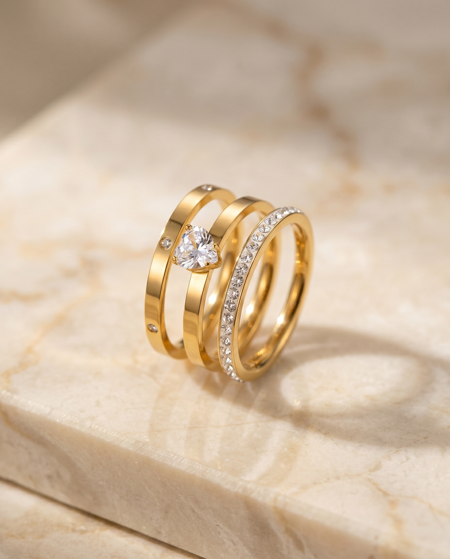 Trio Heart Ring
