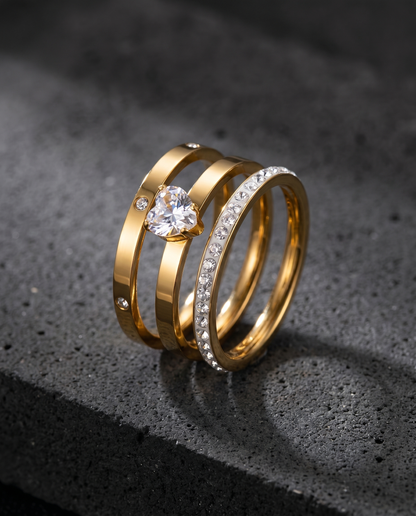 Trio Heart Ring